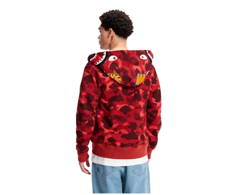 BAPE Color Camo Shark Full Zip Hoodie Red